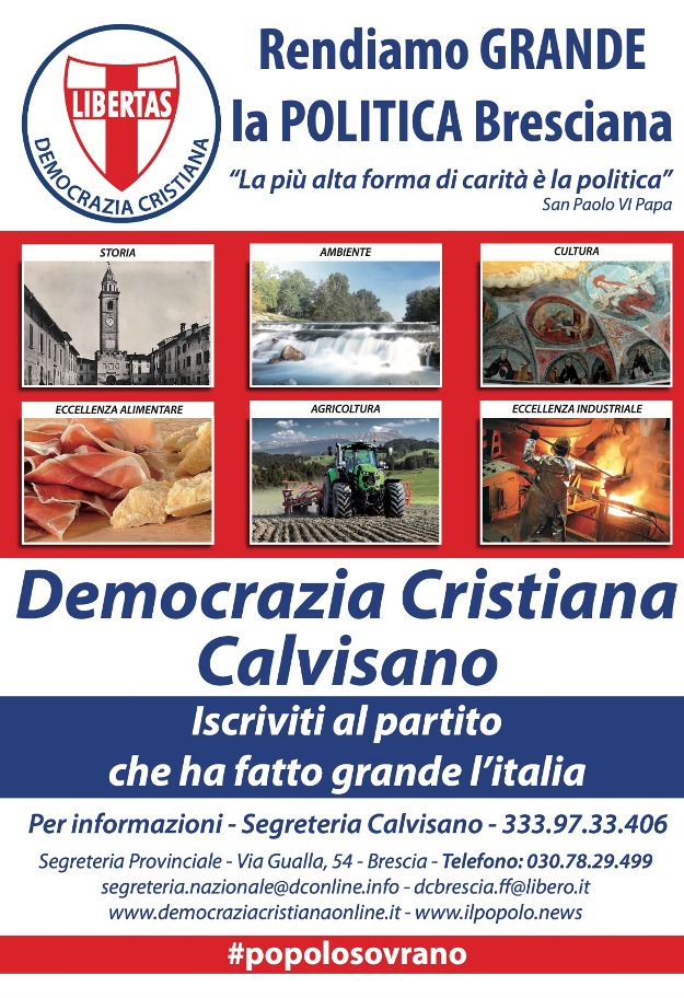 Al via la nuova sezione della Democrazia Cristiana di Calvisano (in provincia di Brescia) intitolata ad “Alcide De Gasperi”