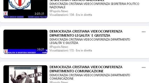 NOTEVOLE IL SUCCESSO OTTENUTO DALLE RIUNIONI IN DIRETTA FACEBOOK DELLA DEMOCRAZIA CRISTIANA !