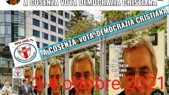 DA COSENZA CON AMORE ! L’ULTIMA INIZIATIVA DI QUESTA CAMPAGNA ELETTORALE DA PARTE DELLE LISTA DI CANDIDATI DELLA DEMOCRAZIA CRISTIANA COSENTINA A SOSTEGNO DEL CANDIDATO SINDACO DOTT. FRANCO PICHIERRI