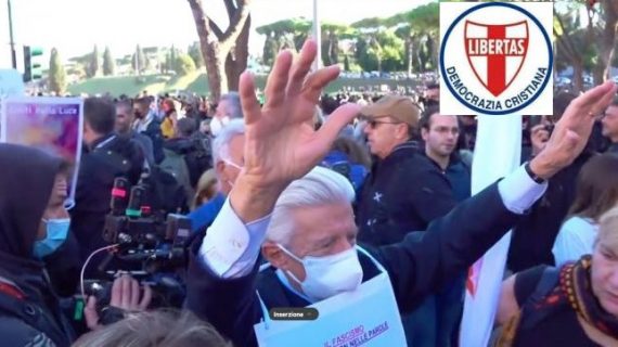 La Democrazia Cristiana contro il “green pass” ! Il fascismo é nei fatti non nelle parole: regaliamo fiori alla polizia antisommossa al Circo Massimo – ottobre 2021